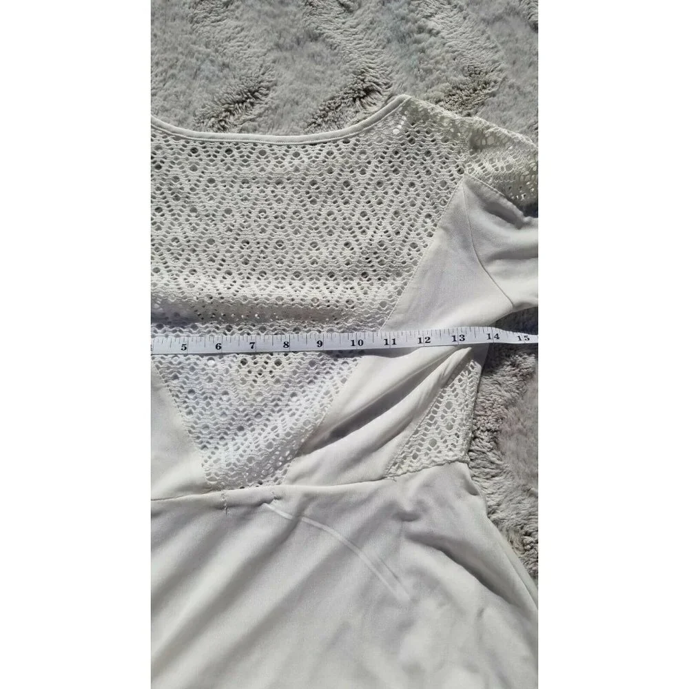 Tobi Knit Mesh Top‎ Quarter Sleeve White Dress XS